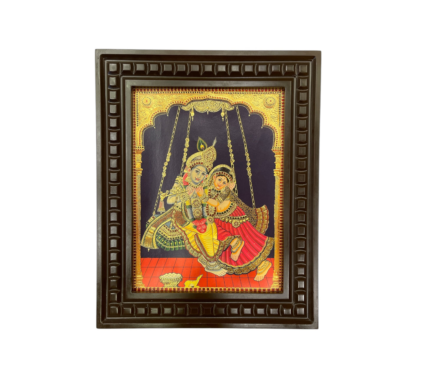 Radha Krishna - 6 Gold Leafed Art with Wooden Frame