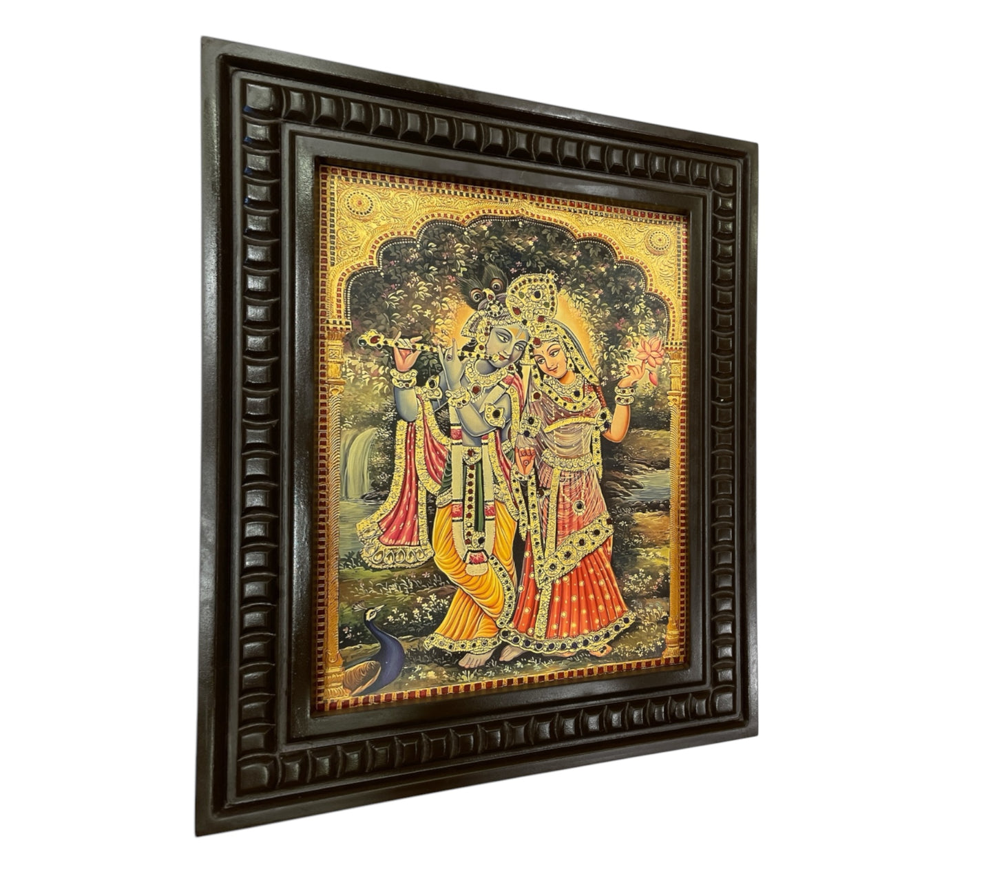 Radha Krishna - 4 Gold Leafed Art with Wooden Frame