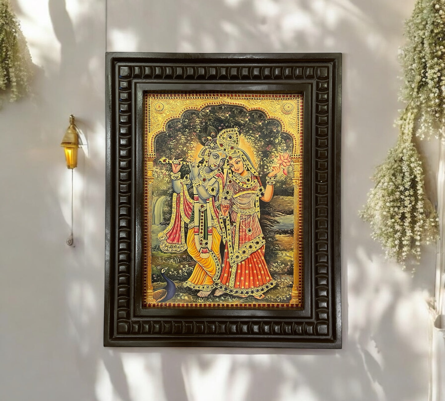 Radha Krishna - 4 Gold Leafed Art with Wooden Frame