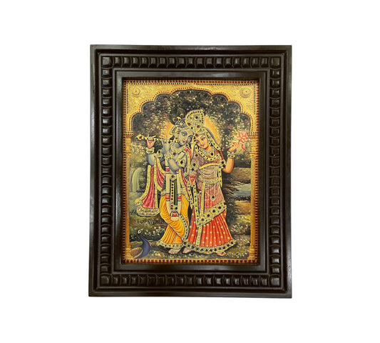 Radha Krishna - 4 Gold Leafed Art with Wooden Frame