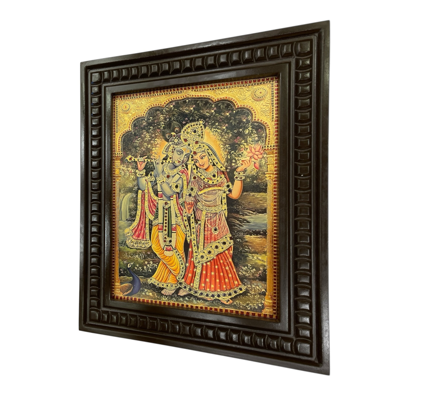 Radha Krishna - 4 Gold Leafed Art with Wooden Frame