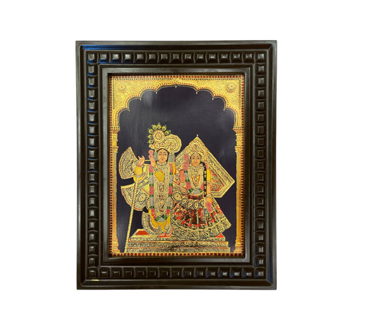 Radha Krishna - 5 Gold Leafed Art with Wooden Frame