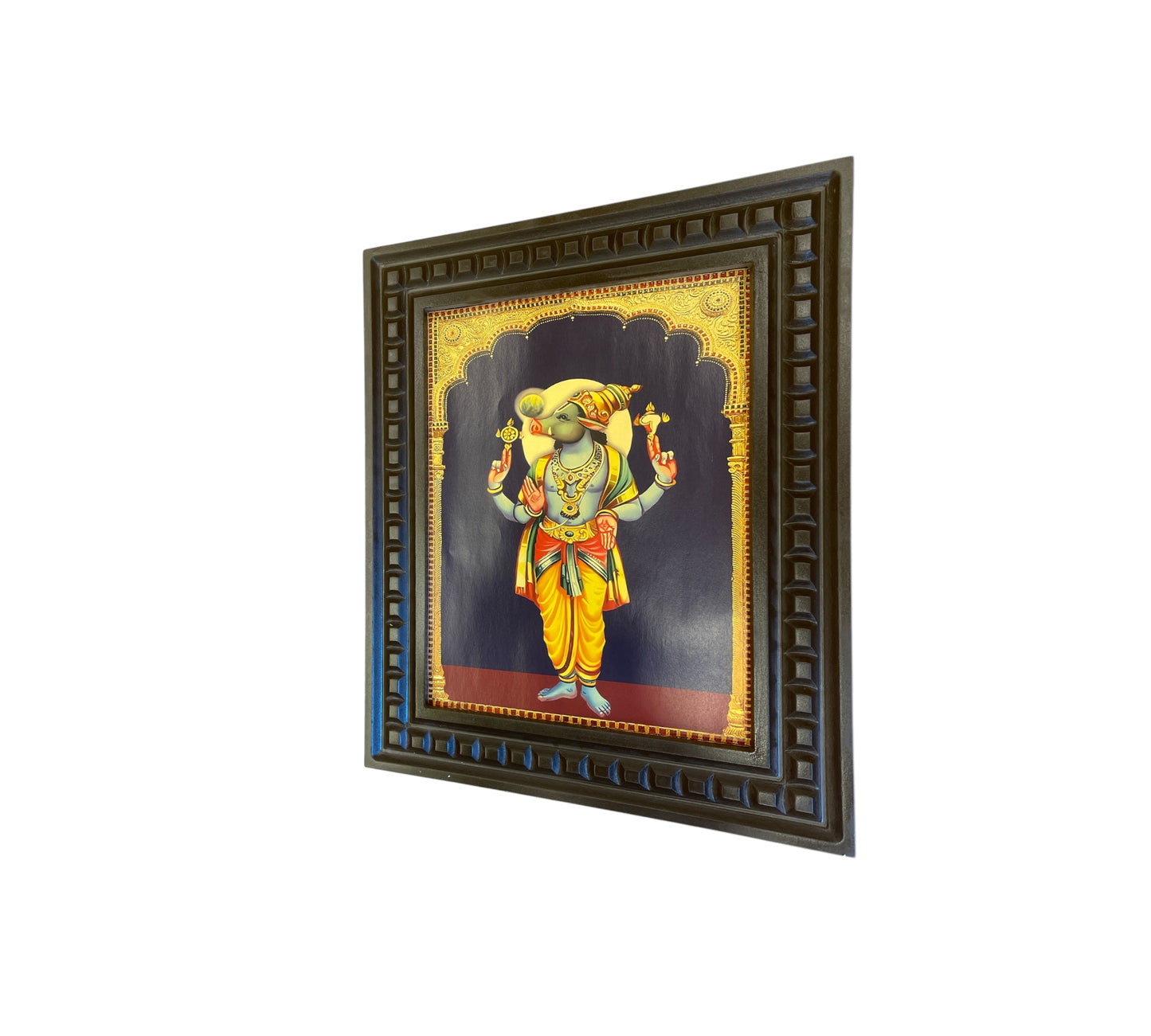 Bhoo Varaha Swamy - 2 Gold leafed art in Wooden frame