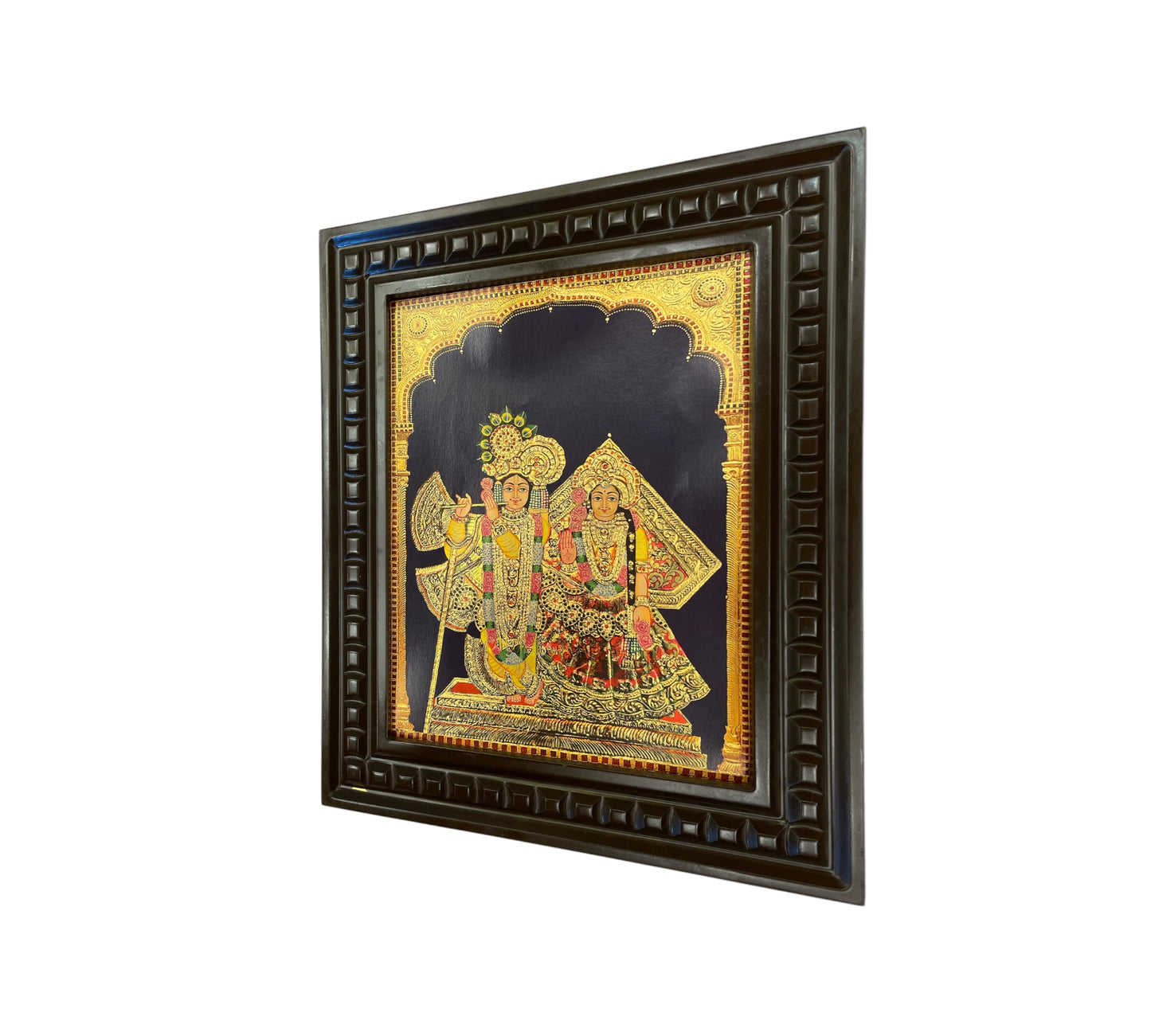 Radha Krishna - 5 Gold Leafed Art with Wooden Frame