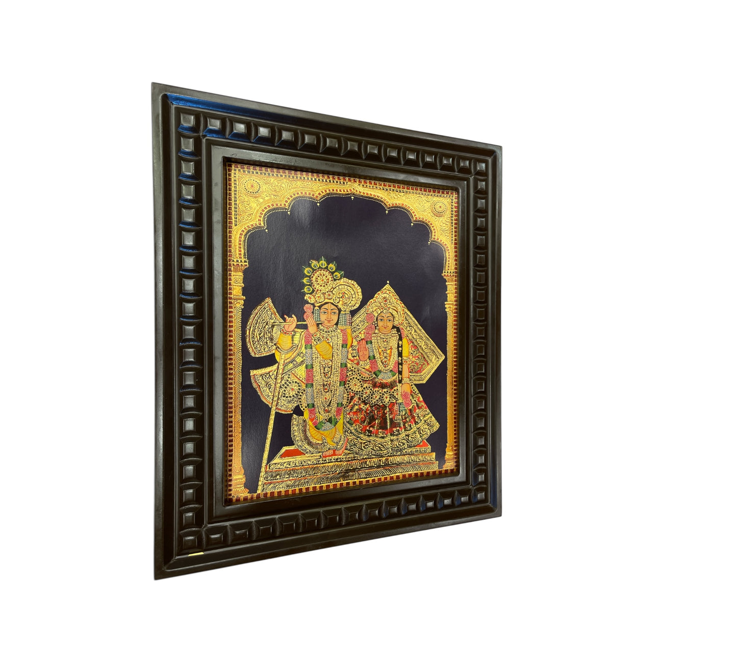 Radha Krishna - 5 Gold Leafed Art with Wooden Frame