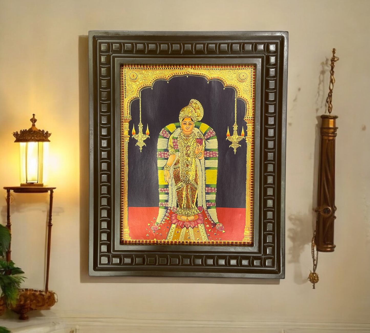 Andal Amma - 2 Gold Foiled art within wooden frame
