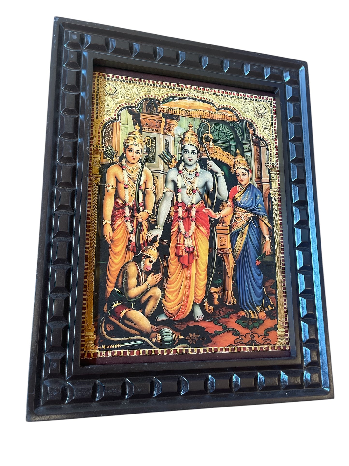 Rama Parivar Gold foiled art in wooden frame