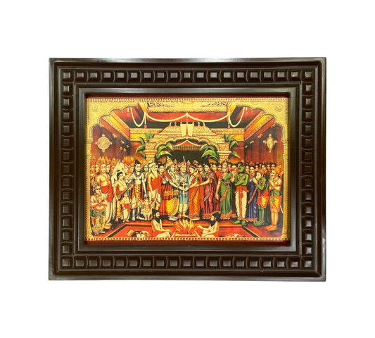 Srinivasa Kalyanam Gold foiled artwork in wooden frame