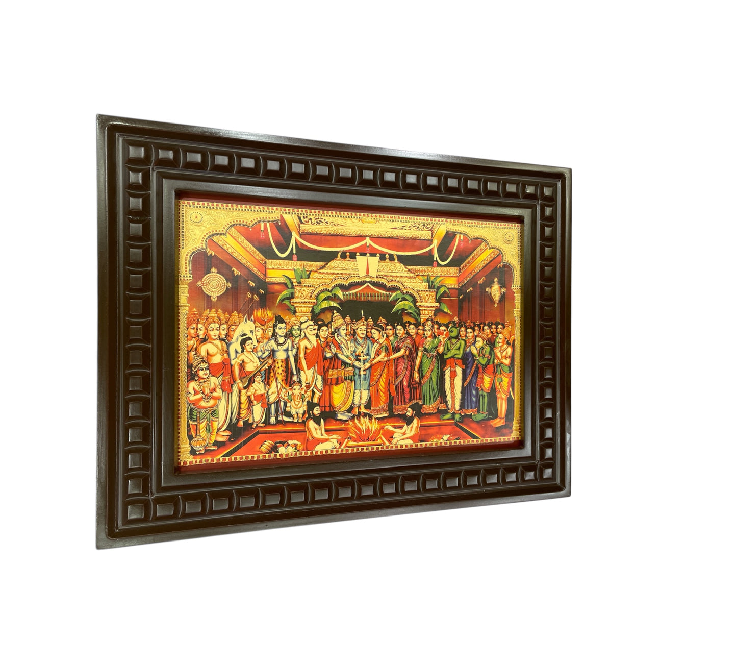 Srinivasa Kalyanam Gold foiled artwork in wooden frame