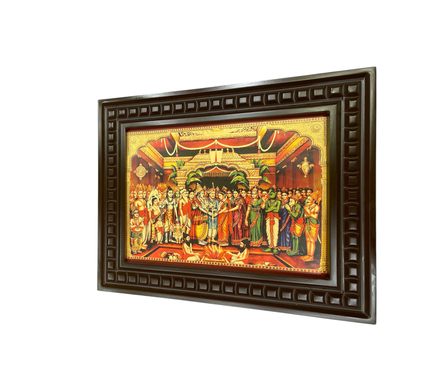 Srinivasa Kalyanam Gold foiled artwork in wooden frame