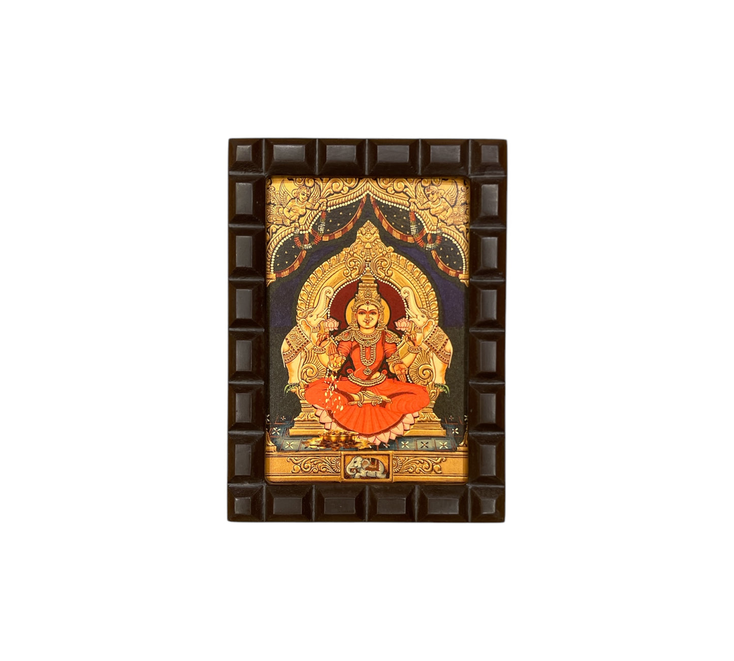 Gaja Lakshmi 2 (Red Saree) Gold Leafed Art With Wooden Frame
