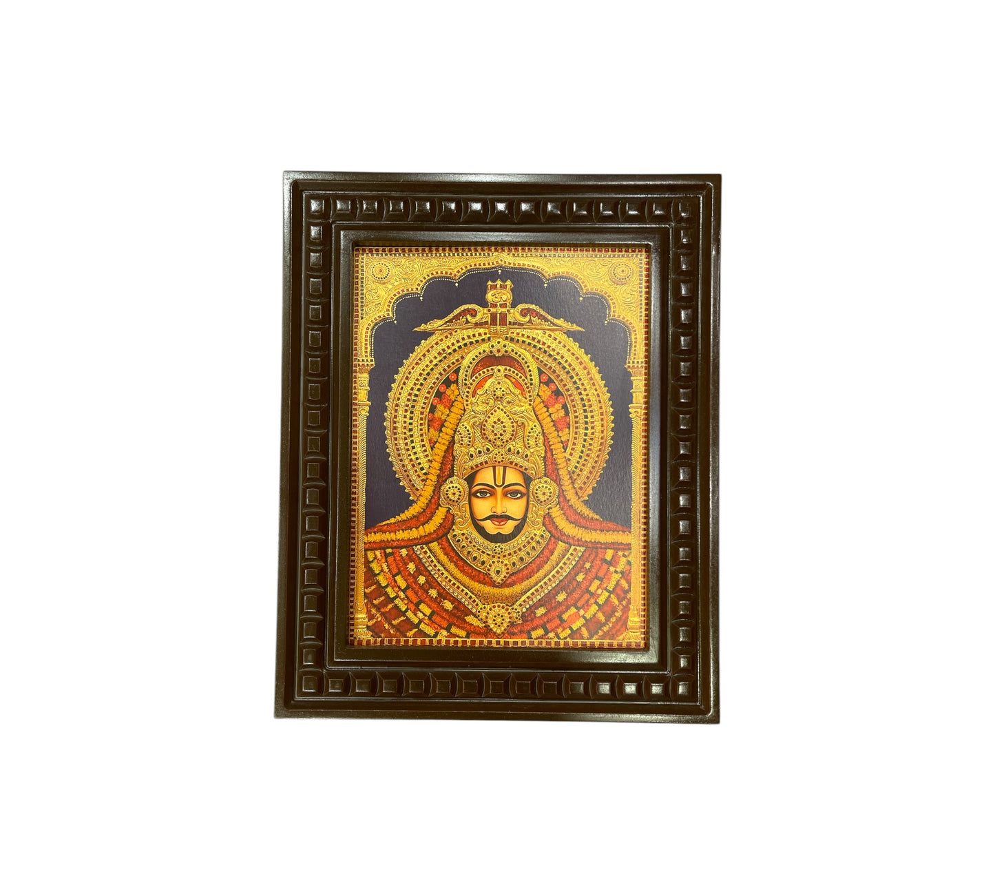 Khatu Shyam Gold Leafed Art With Wooden Frame