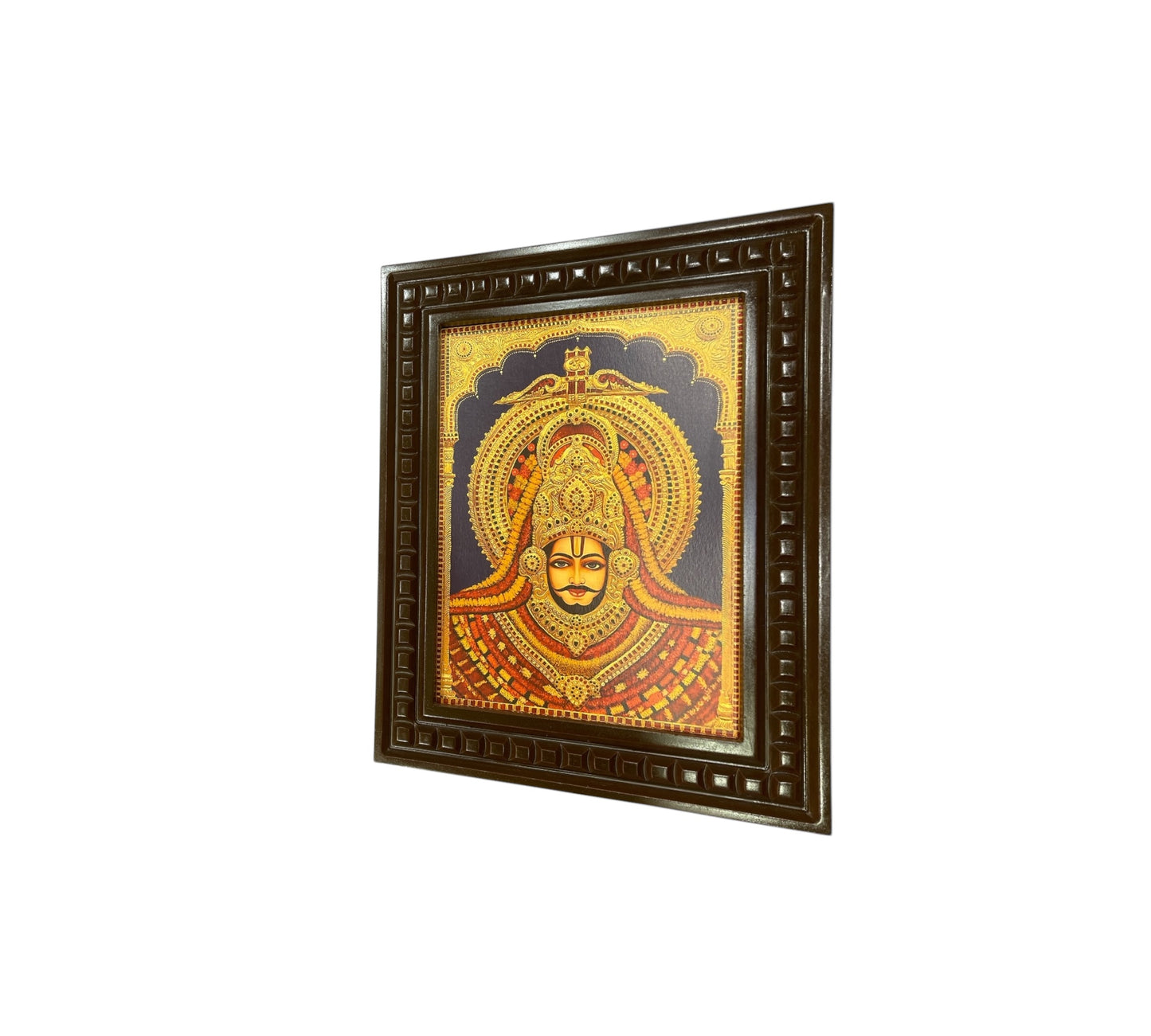 Khatu Shyam Gold Leafed Art With Wooden Frame