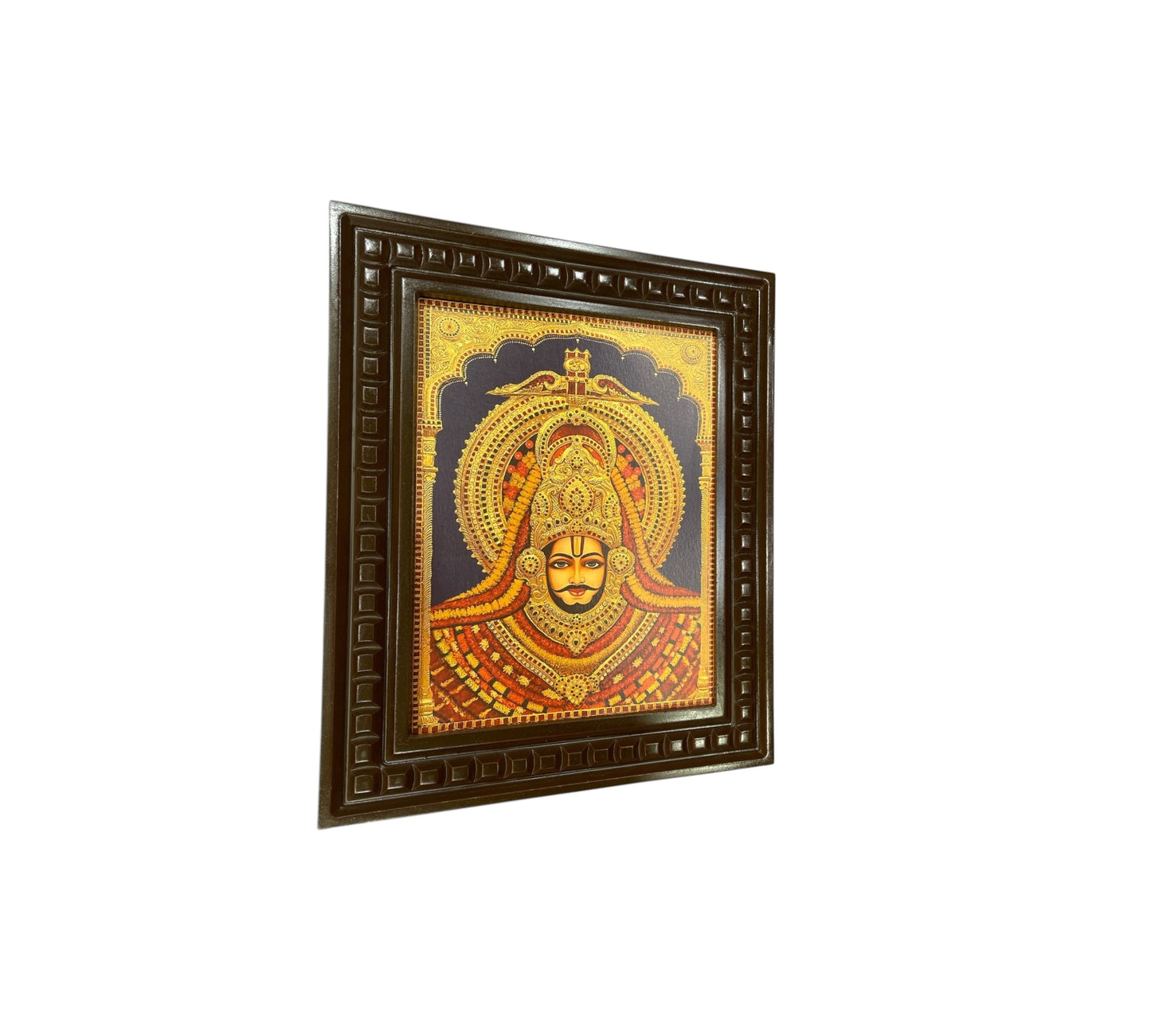 Khatu Shyam Gold Leafed Art With Wooden Frame