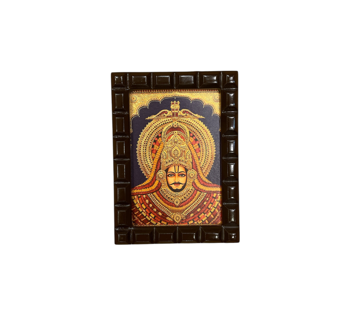 Khatu Shyam Gold Leafed Art With Wooden Frame