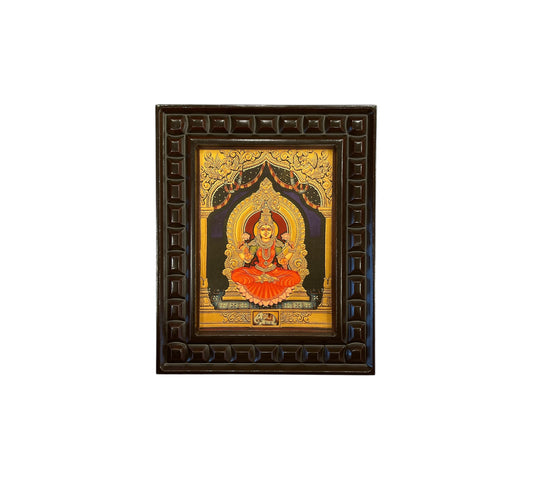 Shree Lakshmi 3 (Red Saree) Gold Leafed Art within Wooden frame