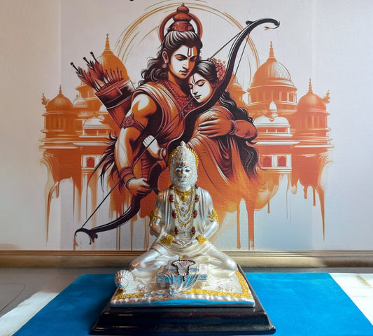 Meditating Hanuman Idol in 92.5 Sterling Silver