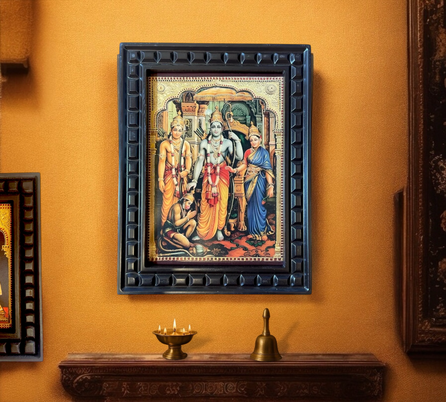 Rama Parivar Gold foiled art in wooden frame