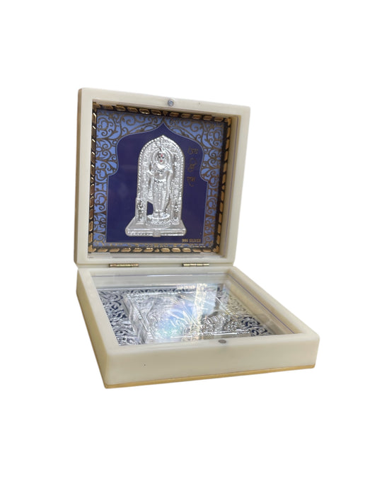 Ram Lalla with padukas in silver 3d Foil Gift box