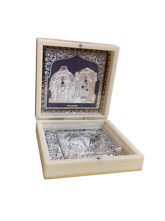 Tirupati & Padmavati with Padukas in Silver 3d Foil Gift box