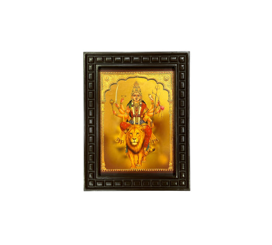 Durga Devi- 5 Gold leafed art in wooden frame