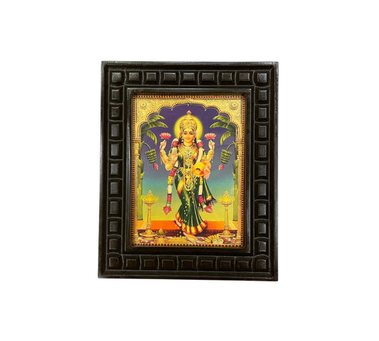 Griha Lakshmi Gold Leafed artwork in wooden frame.