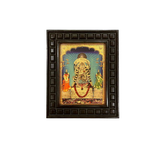 Ettikudi Murugan Gold leafed artwork in wooden frame
