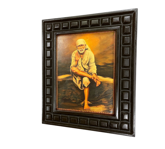 Sai baba - 3 Gold leafed artwork in wooden frame