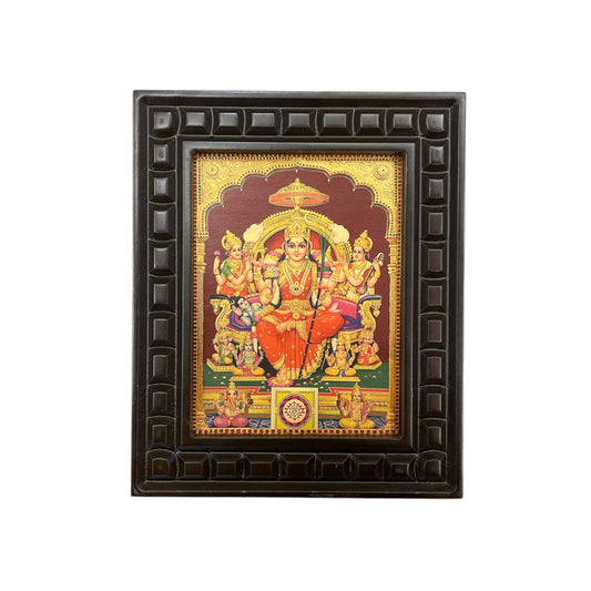 Lalitha Tripura Sundari Gold Leafed Art With Wooden Frame