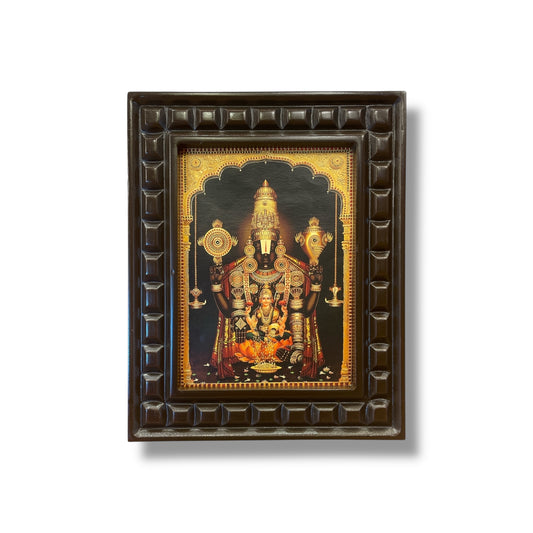 Tirupati Balaji-3 Gold Leafed Art With Wooden Frame