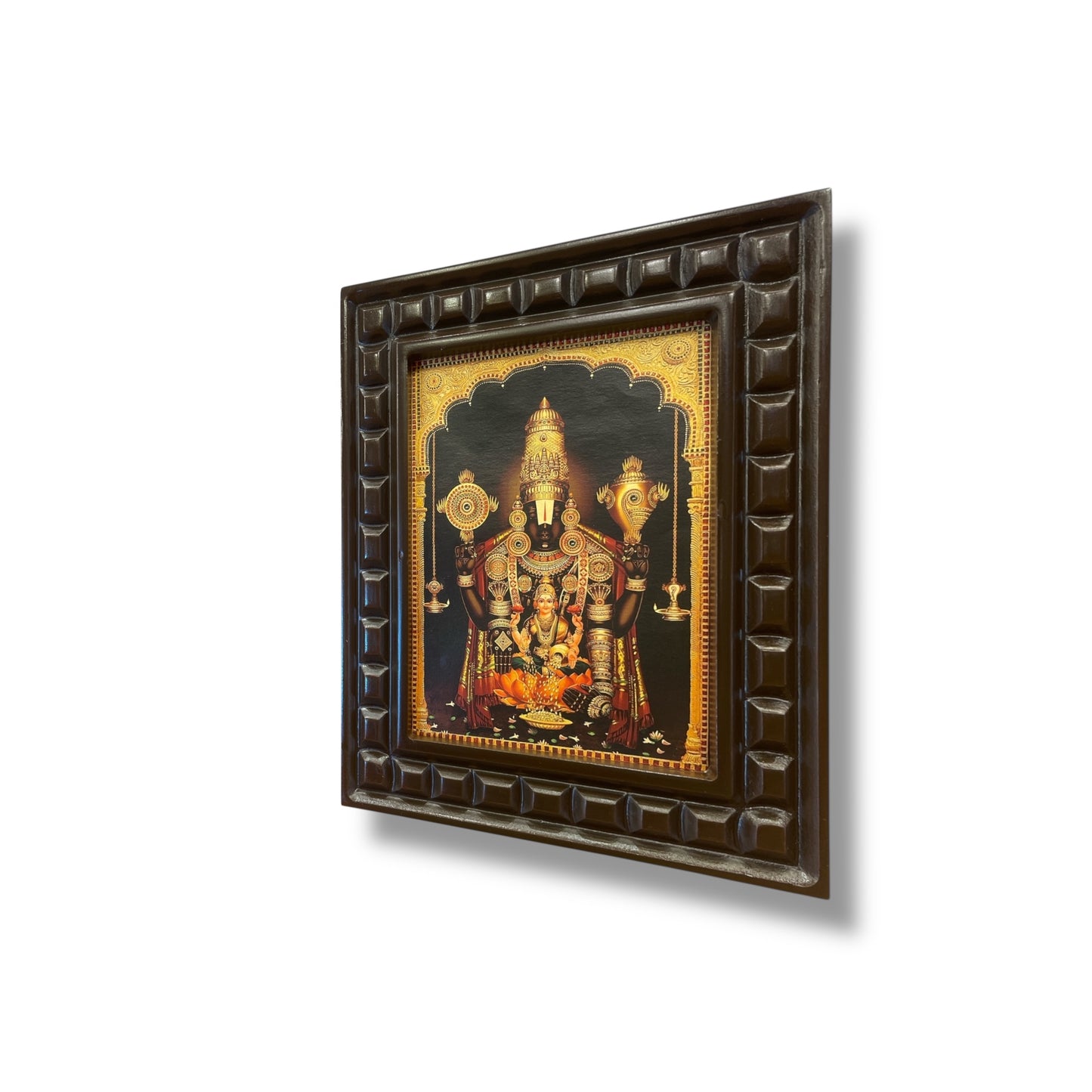 Tirupati Balaji-3 Gold Leafed Art With Wooden Frame