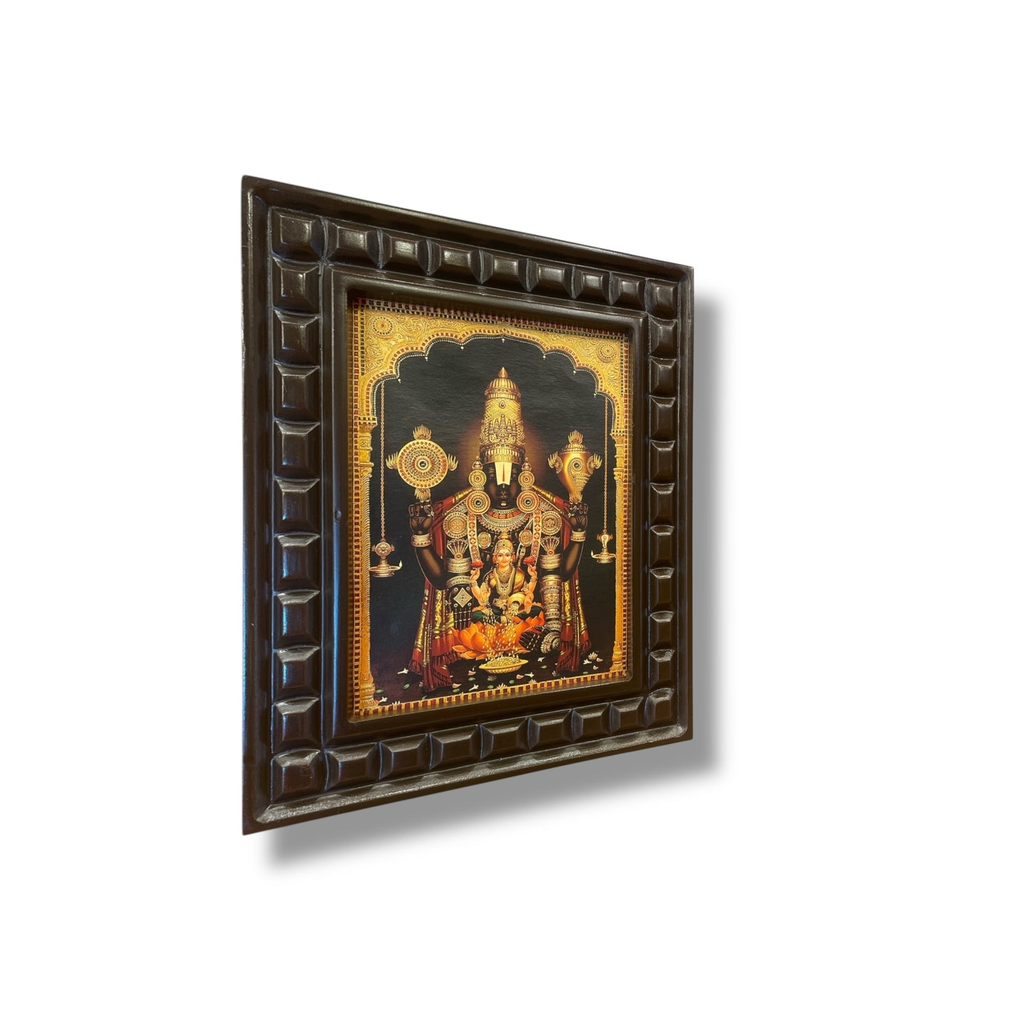 Tirupati Balaji-3 Gold Leafed Art With Wooden Frame