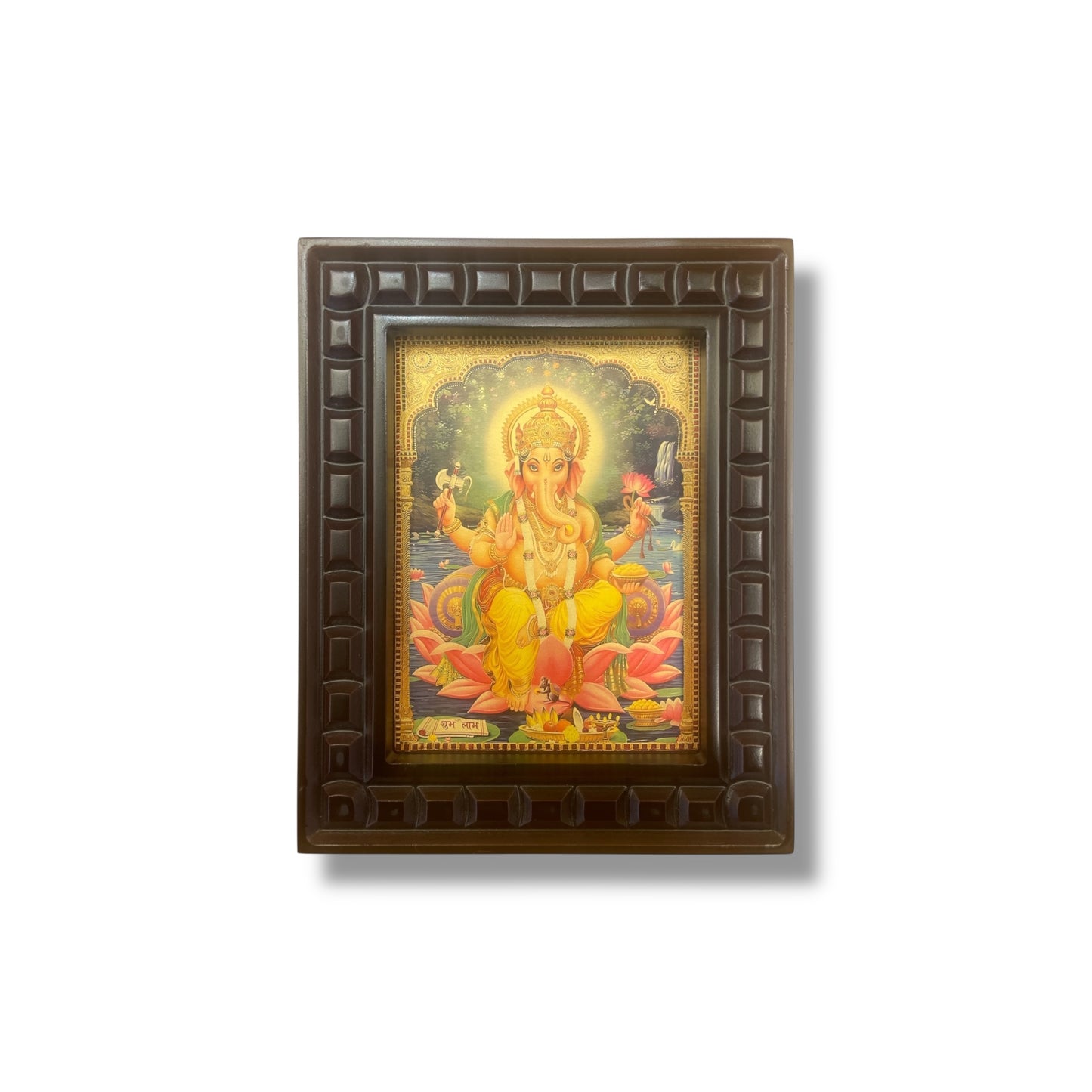 Shree Ganesha - 3 Gold Leafed Art With Wooden Frame