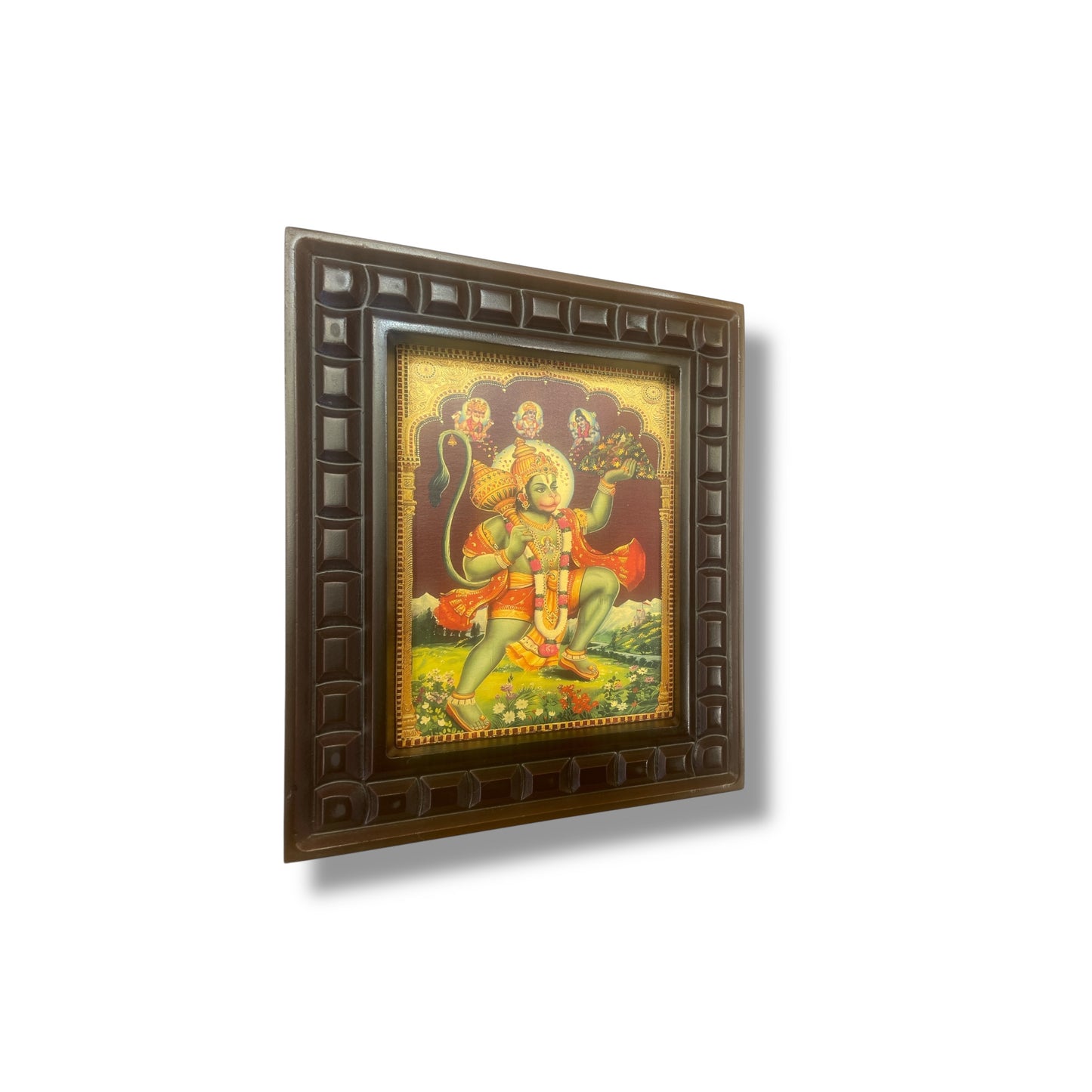 Hanuman - 3 Gold Foiled Art within Wooden Frame