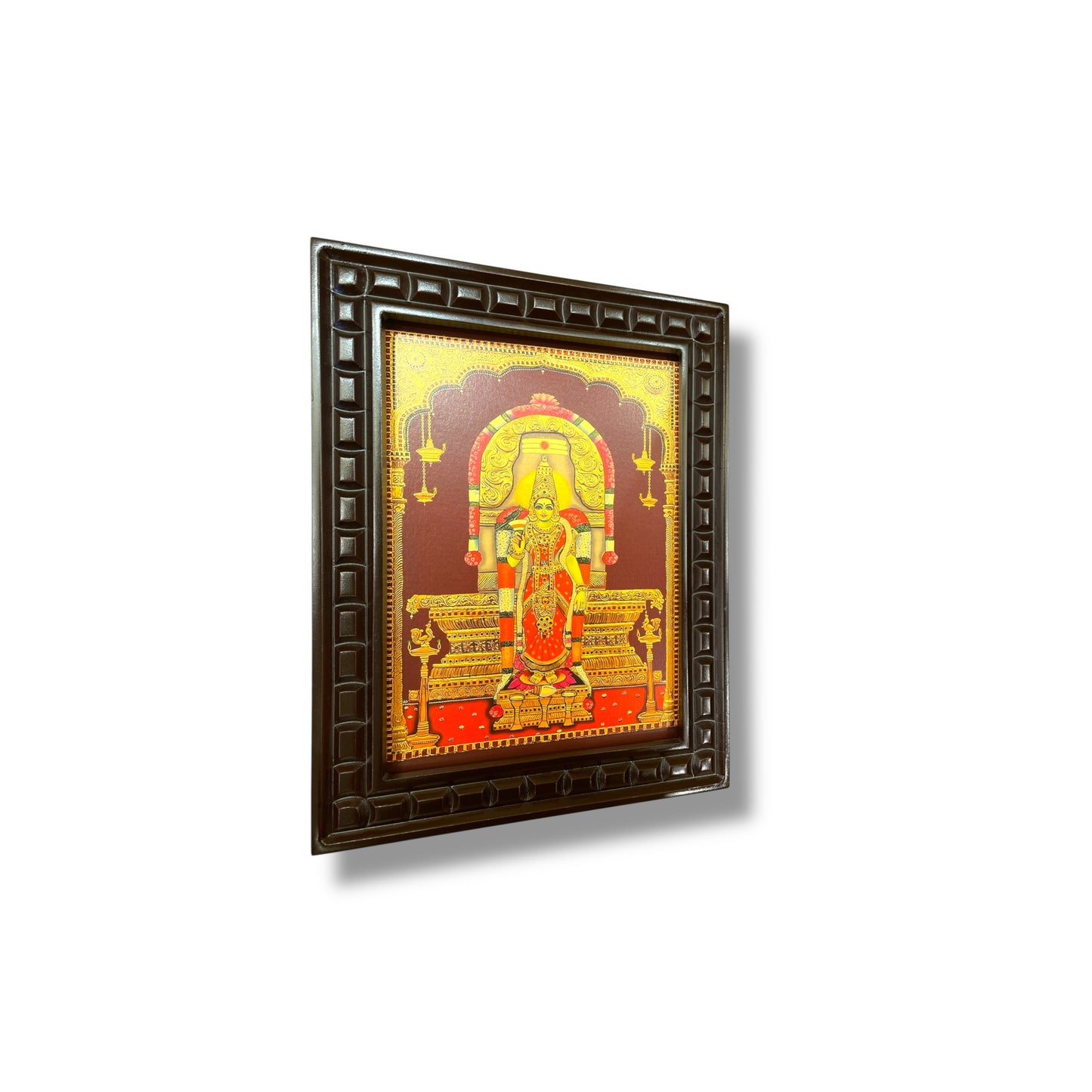 Madurai Meenakshi - 2 Gold Leafed art Within Wooden Frame