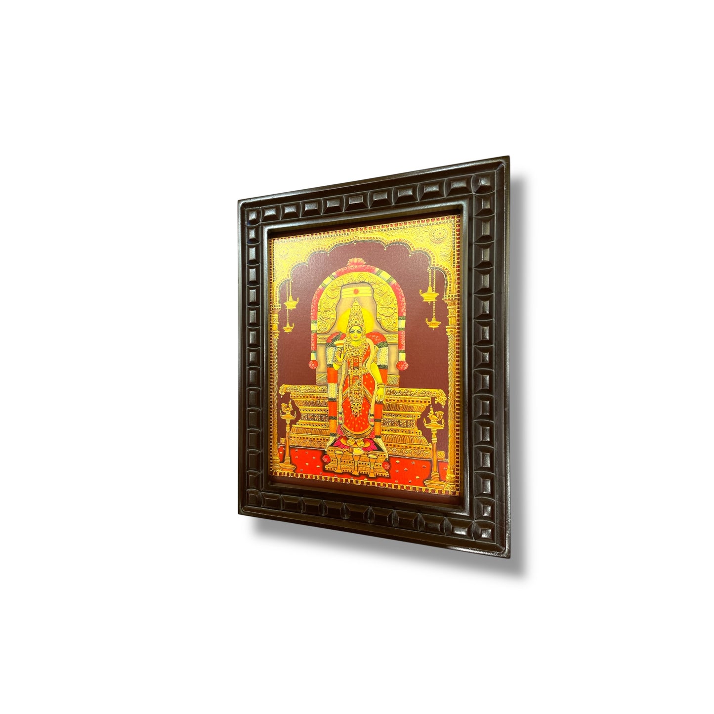 Madurai Meenakshi - 2 Gold Leafed art Within Wooden Frame
