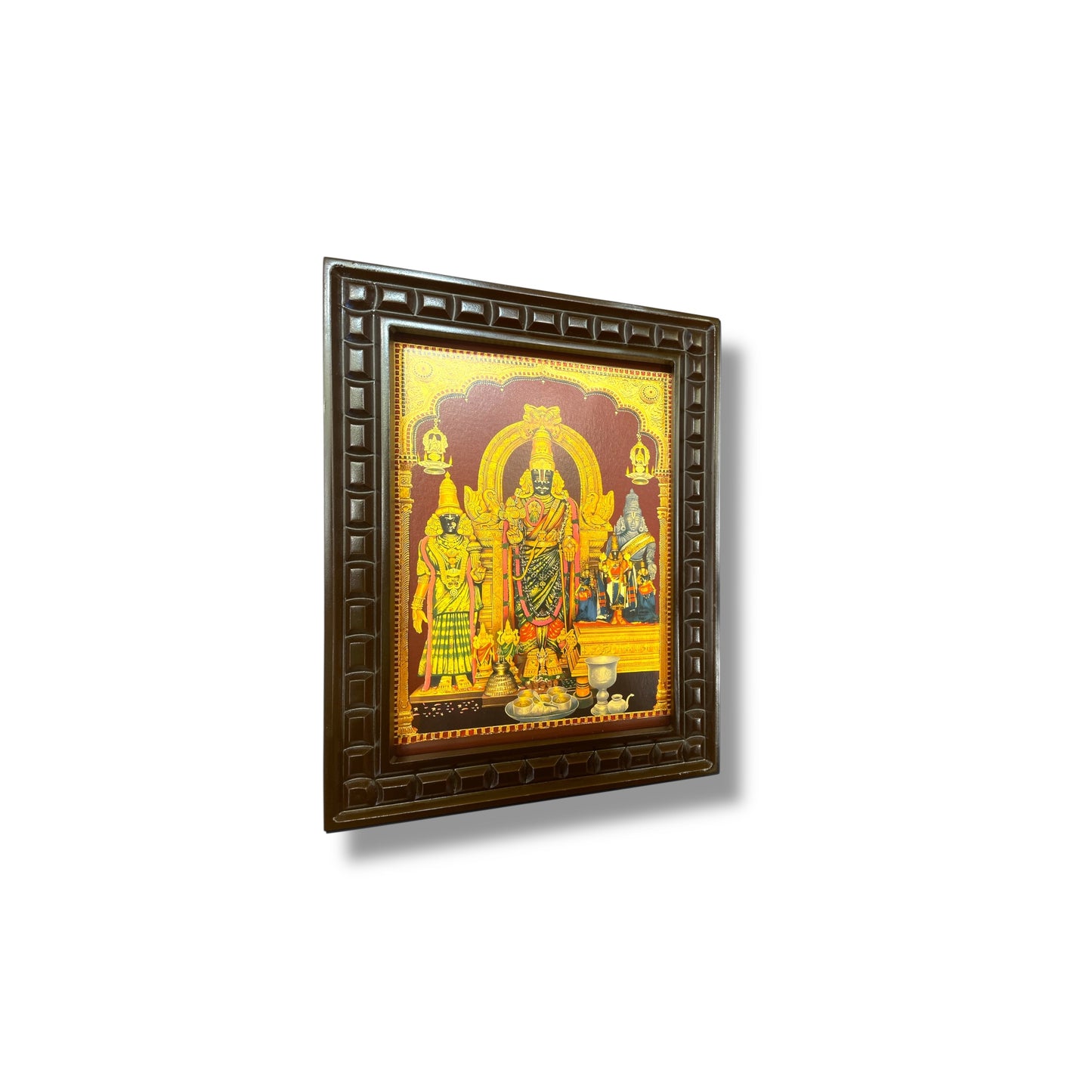 Parthasarathy Perumal Gold foiled art within Wooden Frame