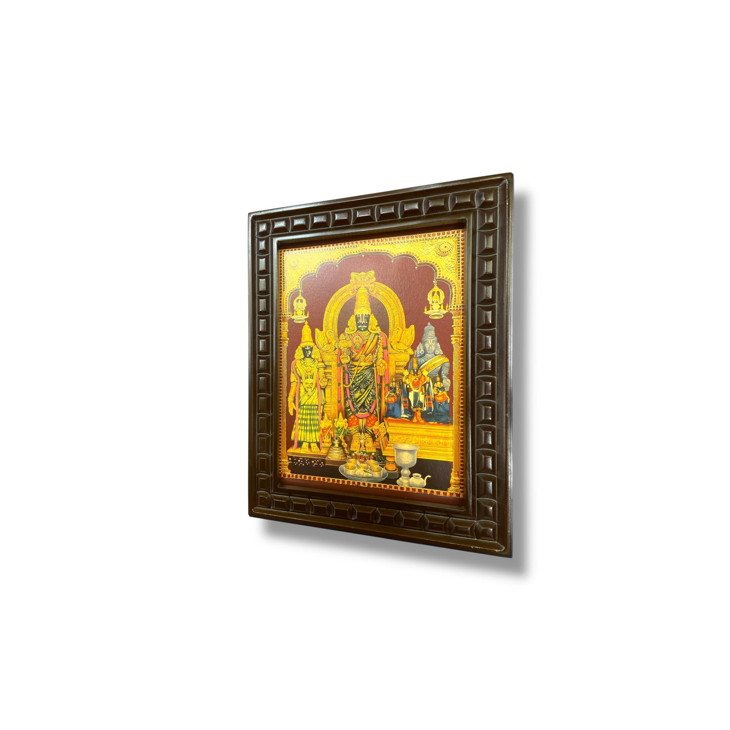 Parthasarathy Perumal Gold foiled art within Wooden Frame