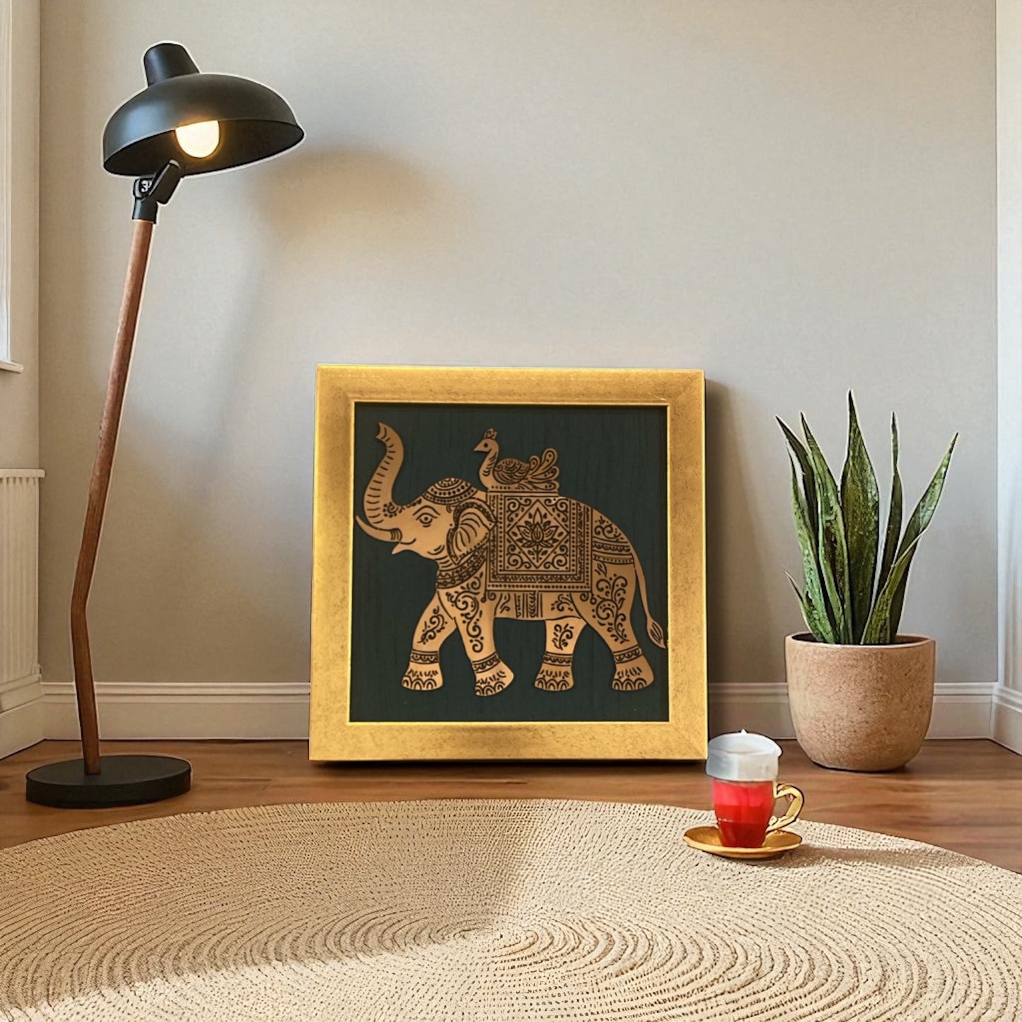 Auspicious Indian Elephant & Peacock Wall Décor