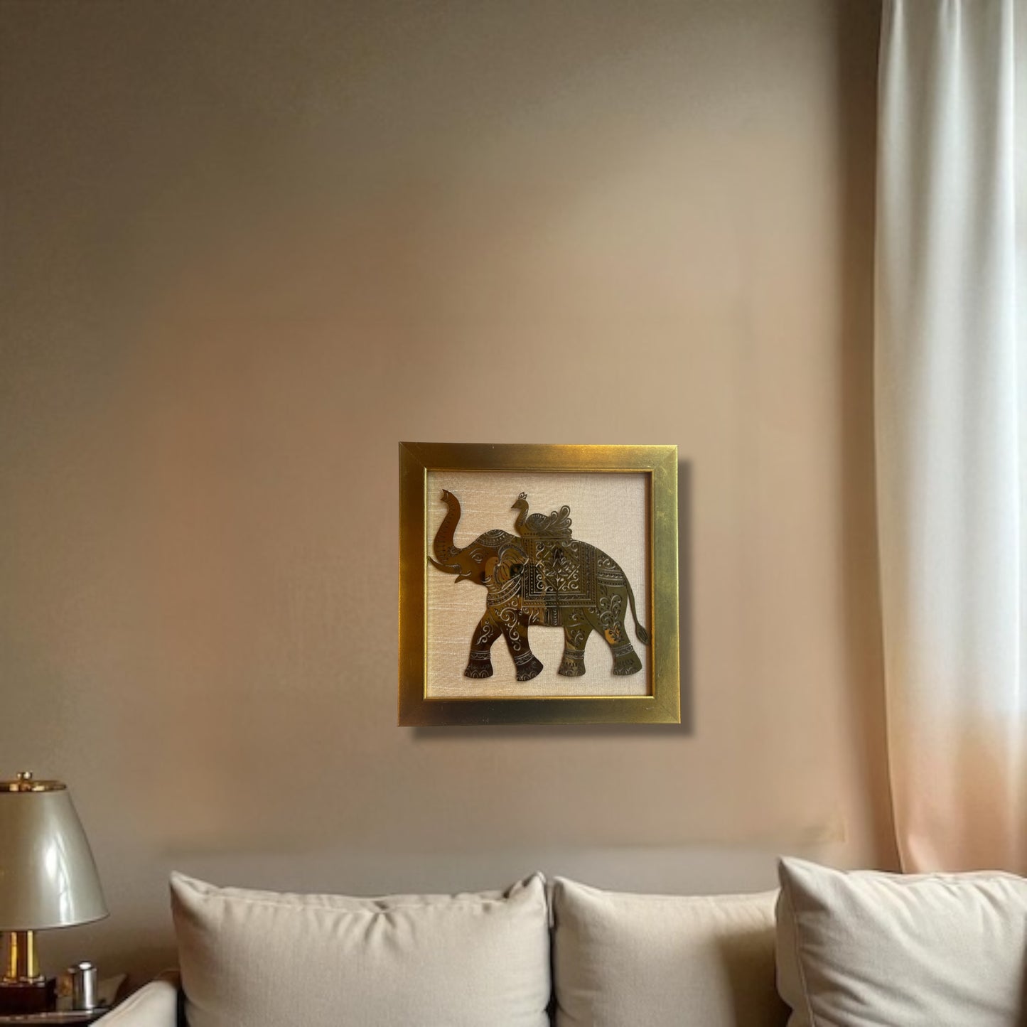 Auspicious Indian Elephant & Peacock Wall Décor