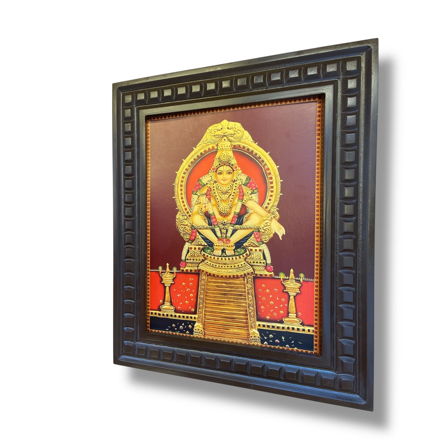 Ayyappa Swami 2 Gold Leafed Art With Wooden Frame