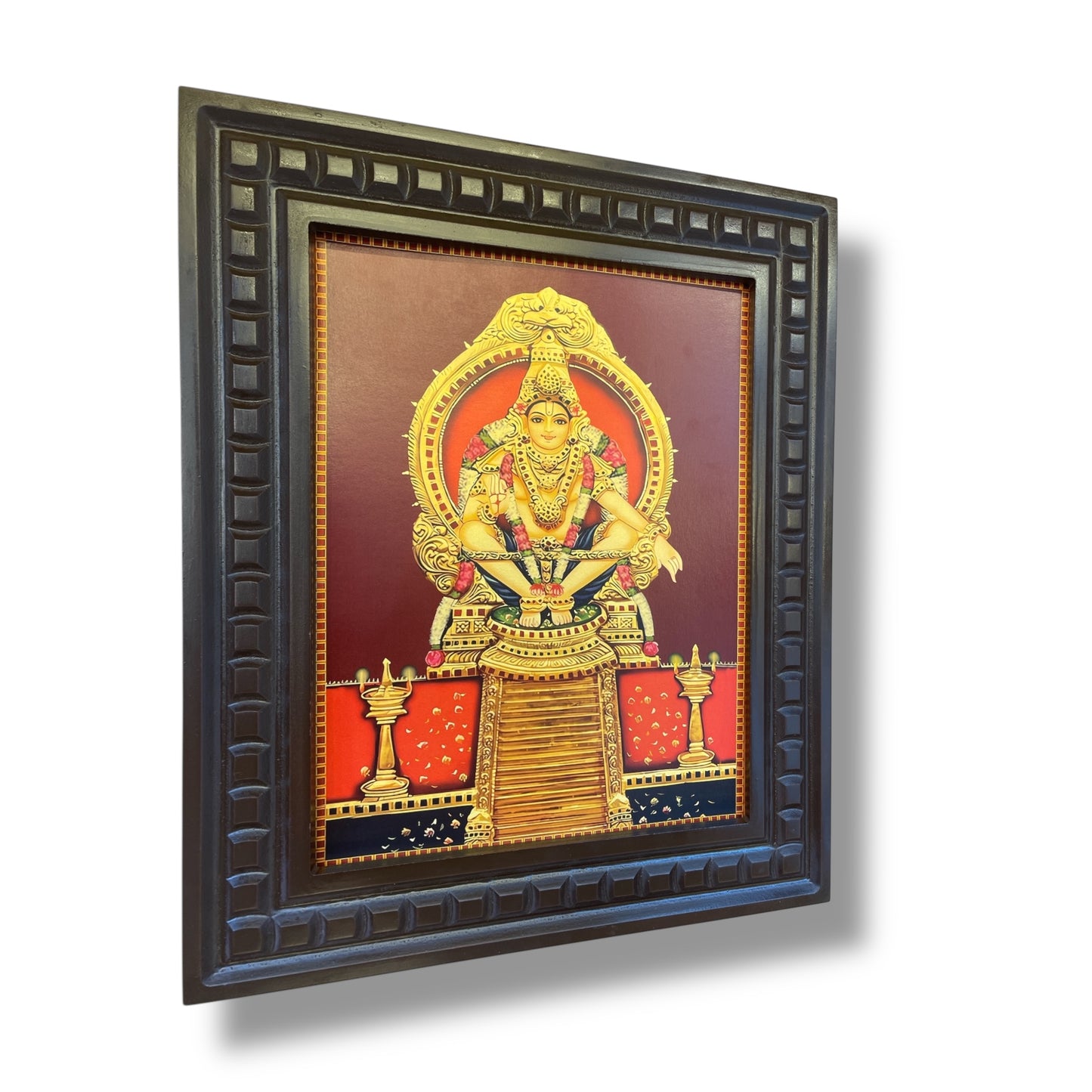 Ayyappa Swami 2 Gold Leafed Art With Wooden Frame
