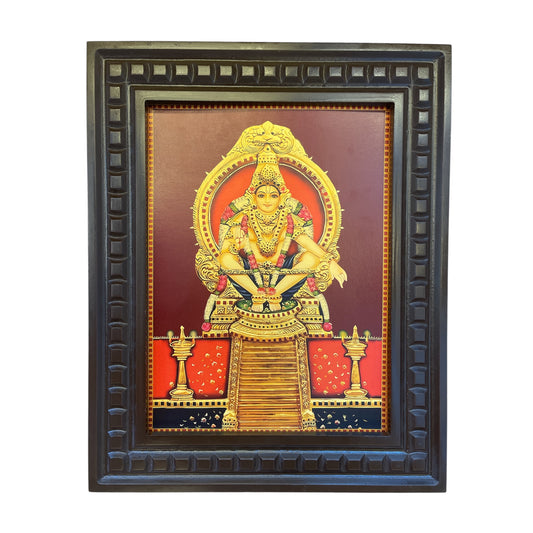 Ayyappa Swami 2 Gold Leafed Art With Wooden Frame