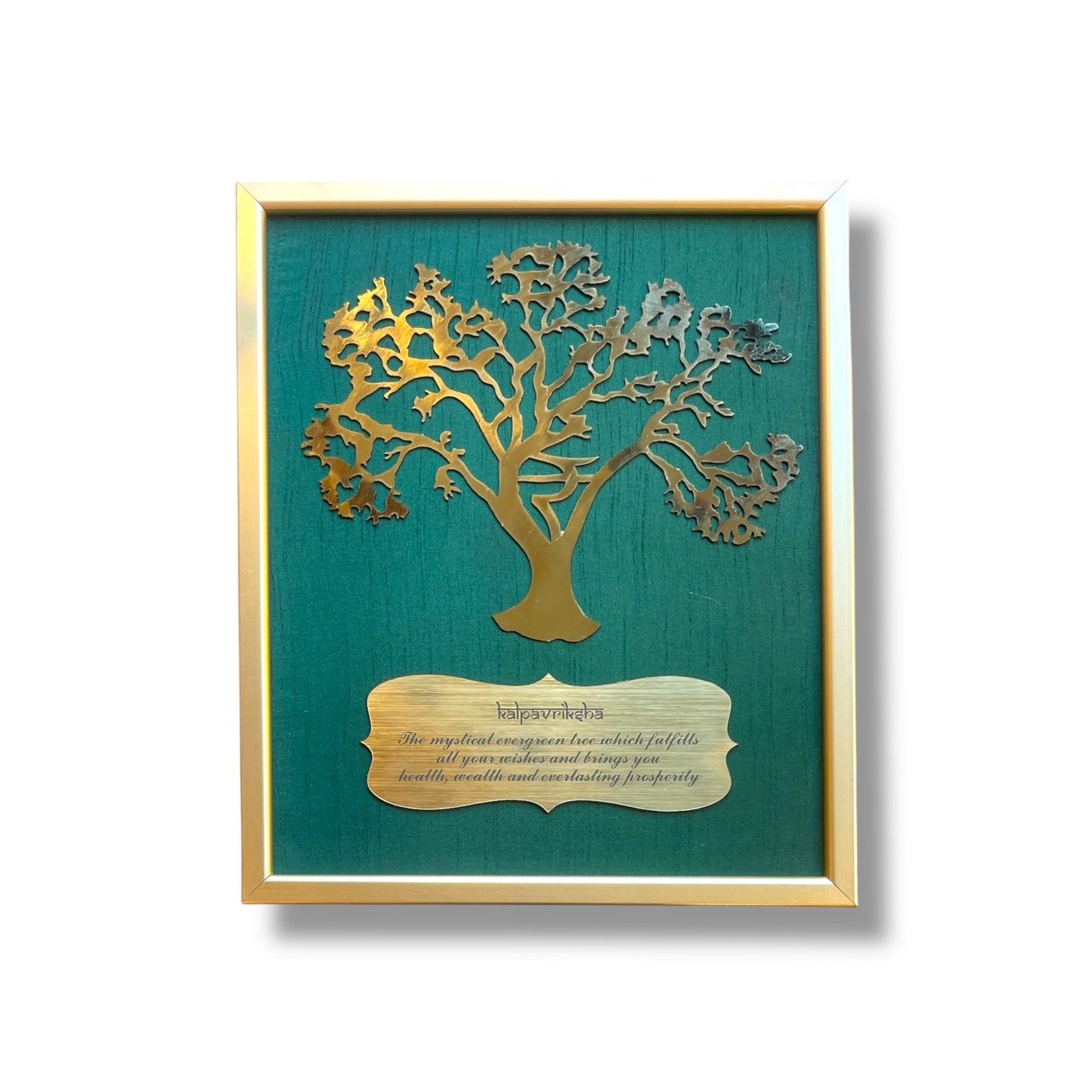 Metal Kalpavriksha Wall Art with Badge in silver frame