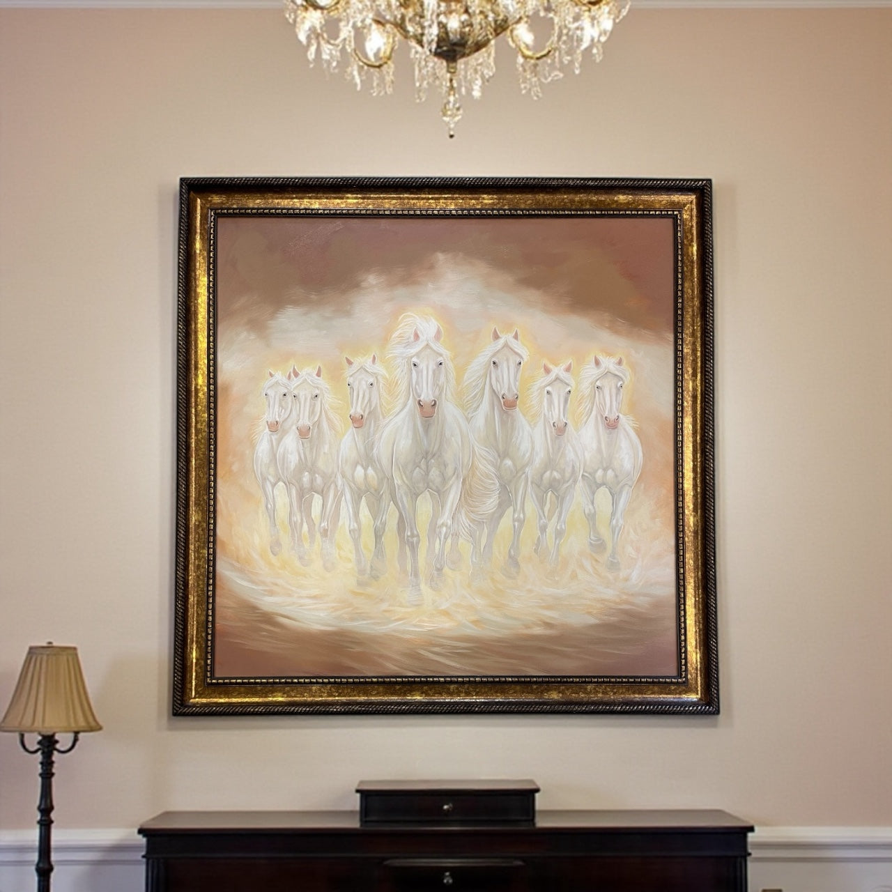 7 Running Horses Hand Painting.