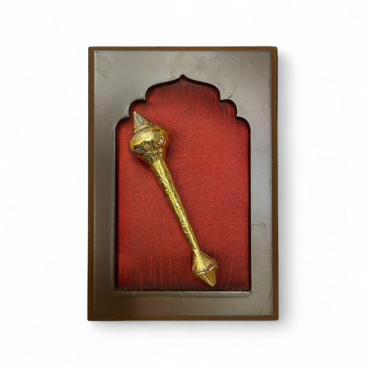 Red Wall Art Set with Maa Tripura Sundari Shankh with Ganesh and Kartikeya Highlight