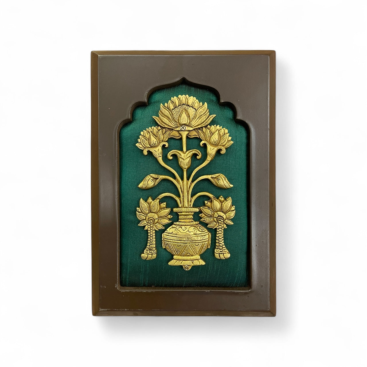 Green Wall Art Set with Kalapvriksha, Gadha, Flower pot, kamdhenu, Kuber Kalash
