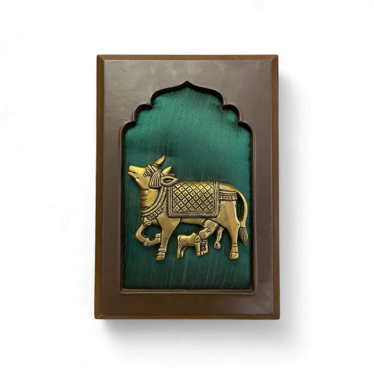 Green Wall Art Set with Kalapvriksha, Gadha, Flower pot, kamdhenu, Kuber Kalash