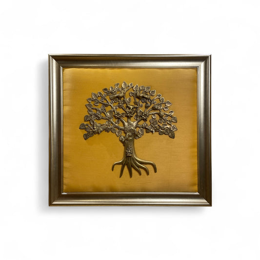 Golden Brass Wall Art Set – Kalpavriksha with Divine Elements.