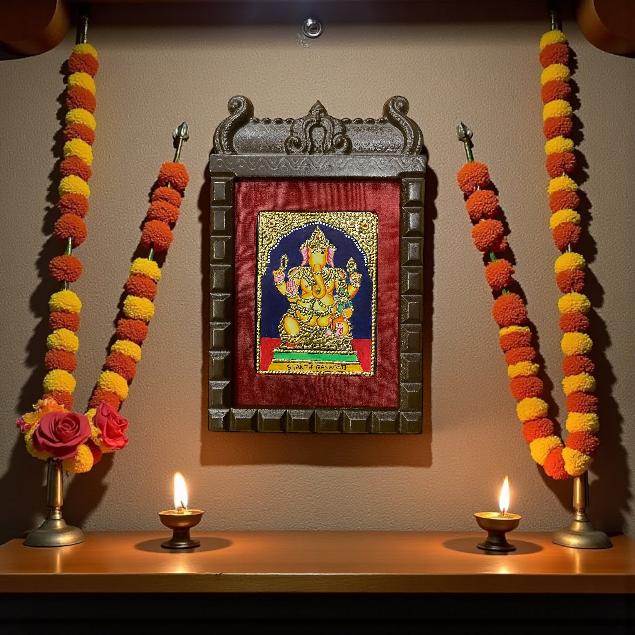 Shakthi Ganapati Tanjore Painting